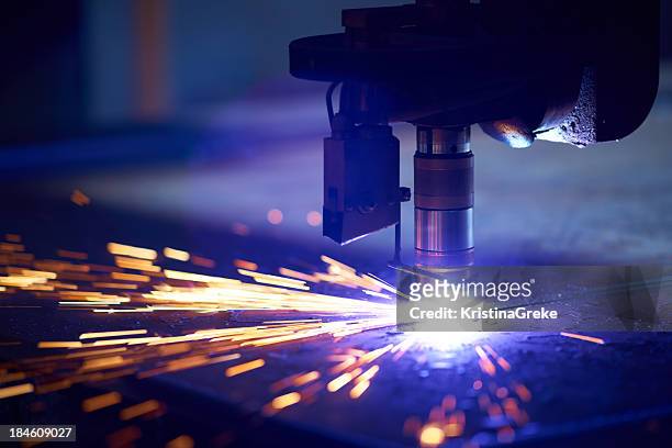 cutting metal with plasma laser - cutting stock pictures, royalty-free photos & images