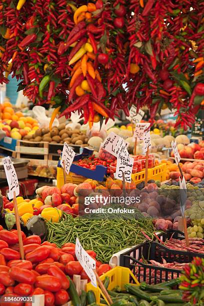 fresh vegetables in a market, venice, italy - italian market stock pictures, royalty-free photos & images