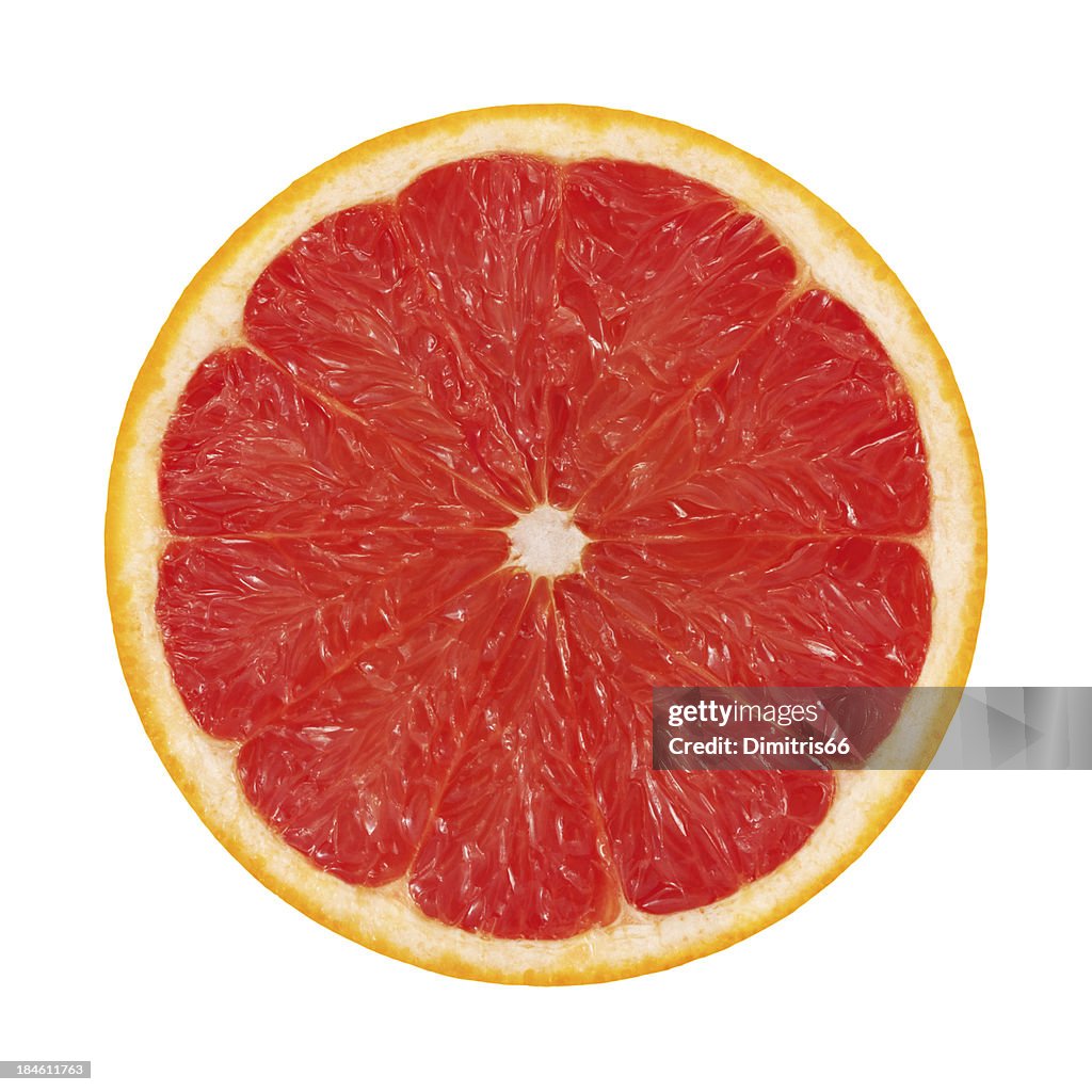 Red Grapefruit Portion On White