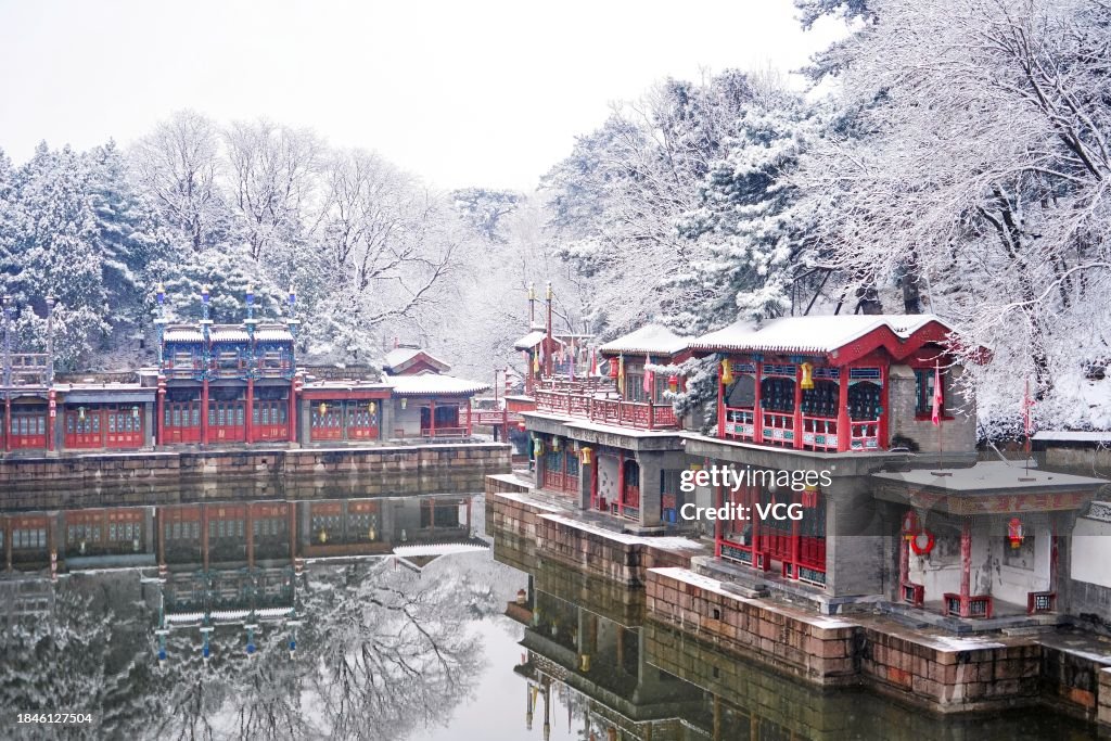 Beijing Spring Snow Snow covers the Summer Palace on December 11, 2023 in Beijing, China ...
