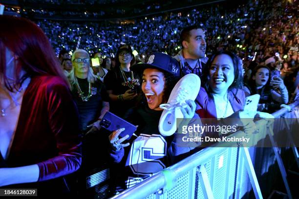 View of the audience during Flo Rida's performance during iHeartRadio KISS108's Jingle Ball 2023 at TD Garden on December 10, 2023 in Boston,...