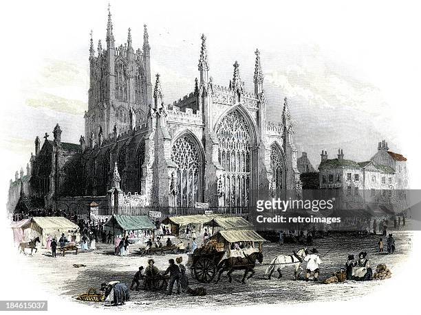 illustrations, cliparts, dessins animés et icônes de église de la sainte trinité, de hull, 1842 (gravure illustration - the minster building