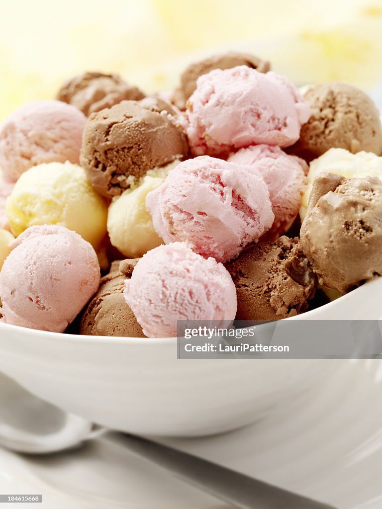 Small Scoops of Neapolitan Ice Cream