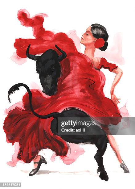 ilustraciones, imágenes clip art, dibujos animados e iconos de stock de flamenco. - flamenco dancing