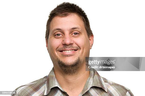 headshot of smiling man looking at the camera - big head man stock pictures, royalty-free photos & images