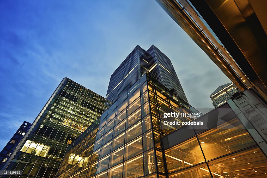 Distretto finanziario al crepuscolo, Londra