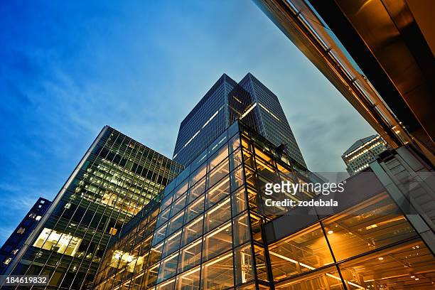 business district at dusk, london - skyscraper stock pictures, royalty-free photos & images