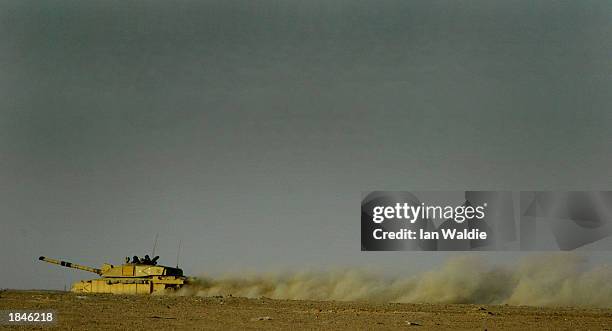 British Challenger 2 Main Battle Tanks from the 1st Batallion Royal Regiment Fusiliers Regiment participates in a training exercise March 13 at Camp...