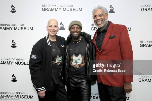 Rita George, Schyler O'Neal, and Darick J. Simpson attend Backstage Pass: Schyler O'Neal's Life Happened. Album Release at The GRAMMY Museum on...