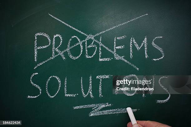 problems solutions chalk board - problem solution stock pictures, royalty-free photos & images