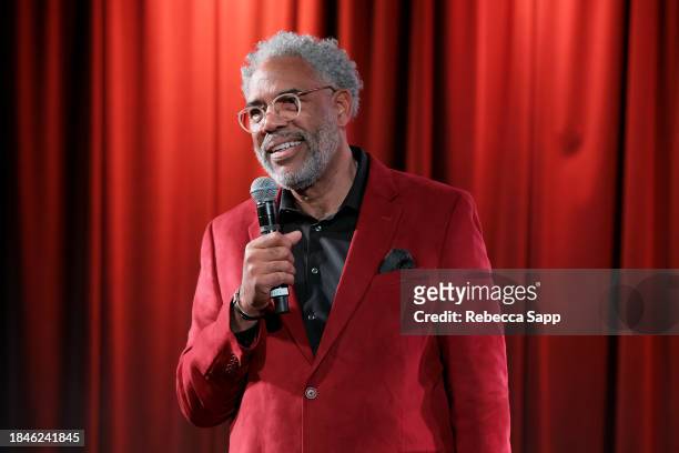 Darick J. Simpson speaks onstage at Backstage Pass: Schyler O'Neal's Life Happened. Album Release at The GRAMMY Museum on December 10, 2023 in Los...
