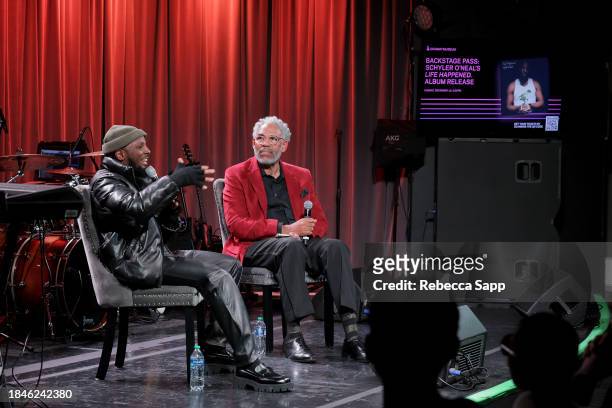 Schyler O'Neal speaks with Darick J. Simpson at Backstage Pass: Schyler O'Neal's Life Happened. Album Release at The GRAMMY Museum on December 10,...