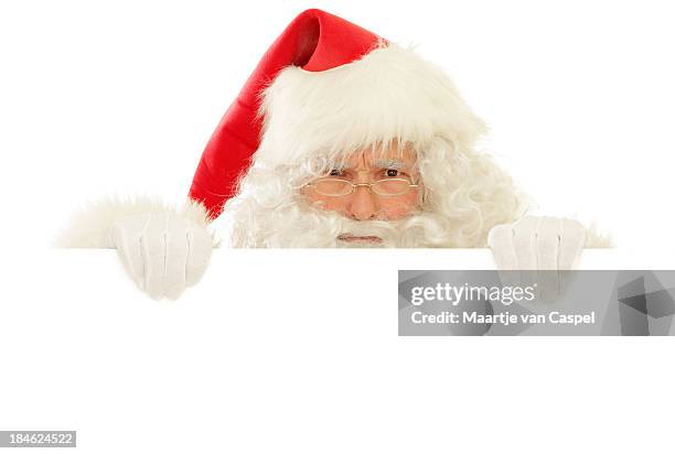 santa claus with blank sign, angry peekaboo - rage stock pictures, royalty-free photos & images