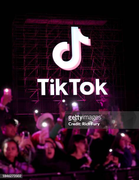 TikTok branding is displayed during TikTok In The Mix at Sloan Park on December 10, 2023 in Mesa, Arizona.