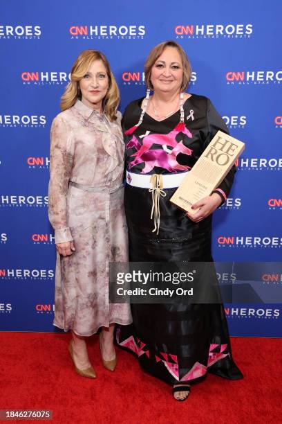 Edie Falco and CNN Hero Tescha Hawley attend the 17th Annual CNN Heroes: An All-Star Tribute at The American Museum of Natural History on December...