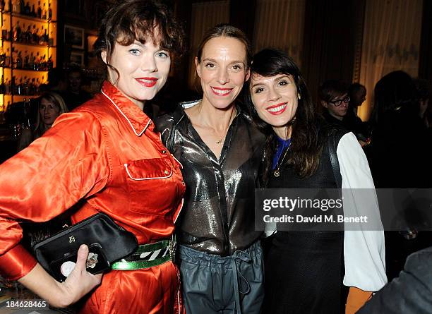 Jasmine Guinness, Tiphaine de Lussy and Lara Bohinc attend the London EDITION and NOWNESS dinner to celebrate ON COLLABORATION on October 14, 2013 in...