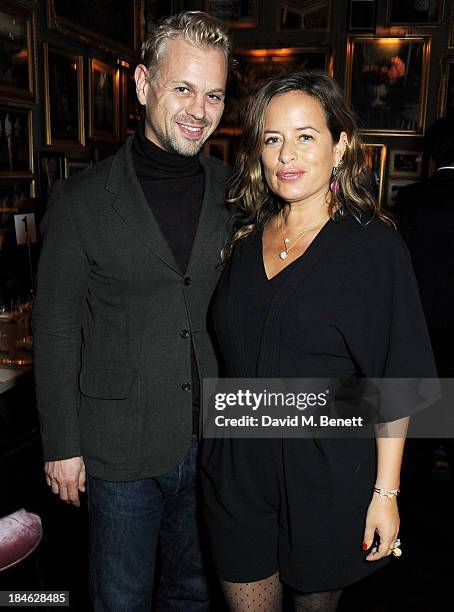 Adrian Fillary and Jade Jagger attend the London EDITION and NOWNESS dinner to celebrate ON COLLABORATION on October 14, 2013 in London, England.