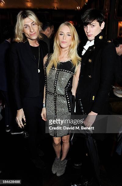 Kyle De'volle, Mary Charteris and guest attend the London EDITION and NOWNESS dinner to celebrate ON COLLABORATION on October 14, 2013 in London,...