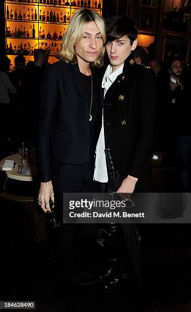 Kyle De'volle and guest attend the London EDITION and NOWNESS dinner to celebrate ON COLLABORATION on October 14, 2013 in London, England.