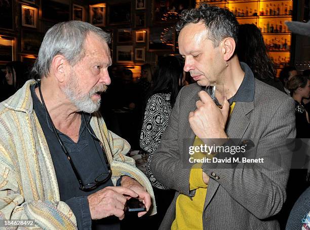 Terry Gilliam and Tom Dixon attend the London EDITION and NOWNESS dinner to celebrate ON COLLABORATION on October 14, 2013 in London, England.