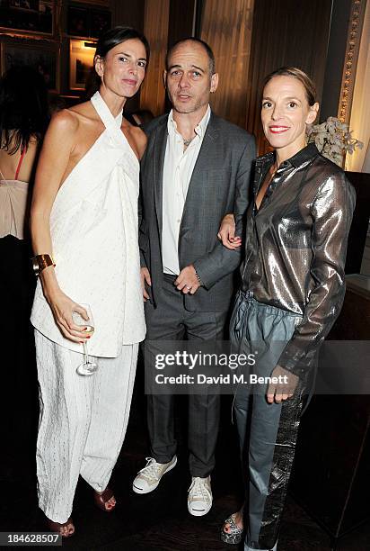 Claudia Donaldson, Dinos Chapman and Tiphaine de Lussy attend the London EDITION and NOWNESS dinner to celebrate ON COLLABORATION on October 14, 2013...