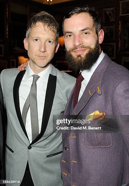 Jefferson Hack and Sandro Kopp attend the London EDITION and NOWNESS dinner to celebrate ON COLLABORATION on October 14, 2013 in London, England.