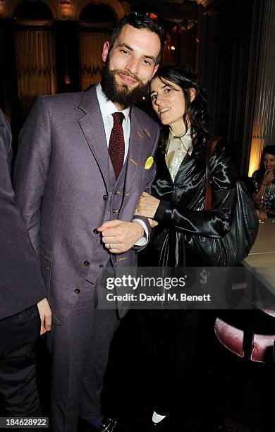 Sandro Kopp and Bella Freud attend the London EDITION and NOWNESS dinner to celebrate ON COLLABORATION on October 14, 2013 in London, England.