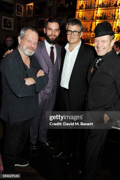 Terry Gilliam, Sandro Kopp, Jay Jopling and Paul Simonon attend the London EDITION and NOWNESS dinner to celebrate ON COLLABORATION on October 14,...