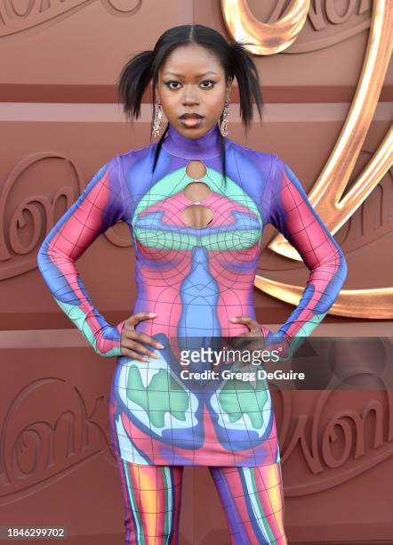 Riele Downs attends the Los Angeles Premiere Of Warner Bros. "Wonka" at Regency Village Theatre on December 10, 2023 in Los Angeles, California.