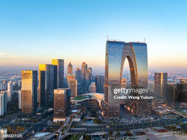 skyscrapers in suzhou city financial center - suzhou foto e immagini stock