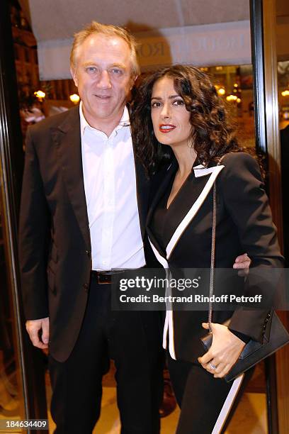 Francois-Henri Pinault and Salma Hayek attend Boucheron Hosts Hiroshi Sugimoto Exhibition Celebration at Place Vendome Boucheron shop on October 14,...