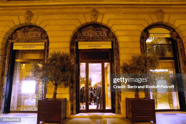 Illustration view of the shop during the celebration of Boucheron Hosts Hiroshi Sugimoto Exhibition Celebration at Place Vendome Boucheron shop on...