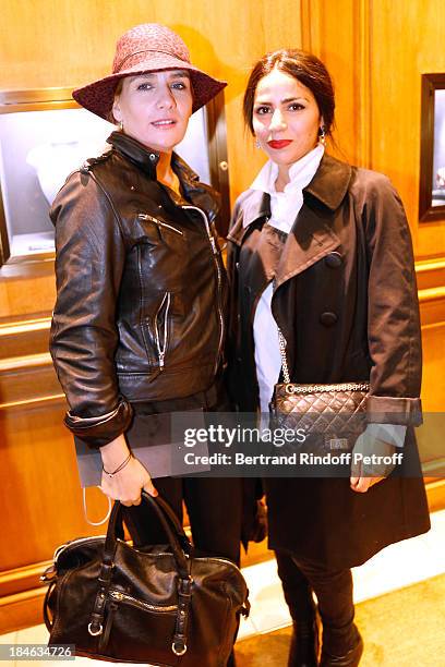 Singer Marie-Amelie Seigner and Ouerdia Senousi attend Boucheron Hosts Hiroshi Sugimoto Exhibition Celebration at Place Vendome Boucheron shop on...