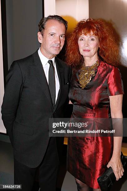 Boucheron Pierre Bouissou and actress Sabine Azema attend Boucheron Hosts Hiroshi Sugimoto Exhibition Celebration at Place Vendome Boucheron shop on...