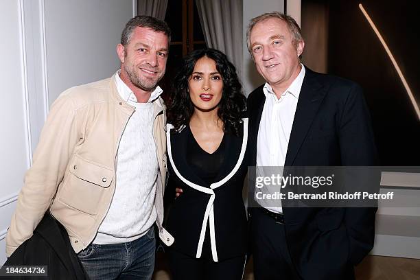 Jacques Bungert, Salma Hayek and Francois-Henri Pinault attend Boucheron Hosts Hiroshi Sugimoto Exhibition Celebration at Place Vendome Boucheron...