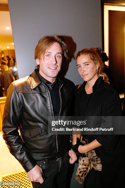 Singer Thomas Dutronc and actress Vahina Giocante attend Boucheron Hosts Hiroshi Sugimoto Exhibition Celebration at Place Vendome Boucheron shop on...