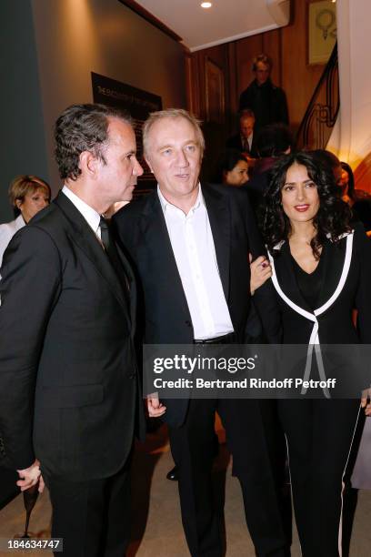 Boucheron Pierre Bouissou, Salma Hayek and Francois-Henri Pinault attend Boucheron Hosts Hiroshi Sugimoto Exhibition Celebration at Place Vendome...