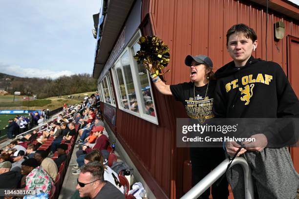 St. Olaf Oles fans cheer during the 2023 Division III Men's Soccer Championship between the Amherst Mammoths and the St. Olaf Oles at Donald J. Kerr...