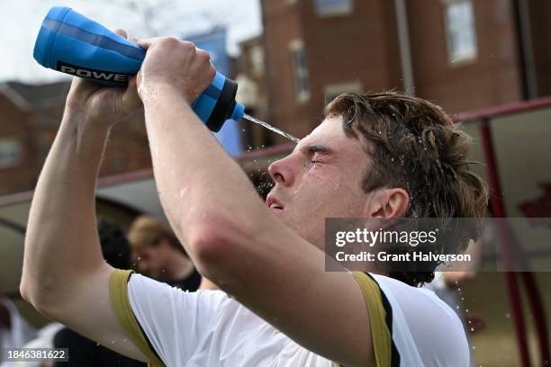 Ben Beckman of the St. Olaf Oles prepares during the 2023 Division III Men's Soccer Championship game against the Amherst Mammoths at Donald J. Kerr...