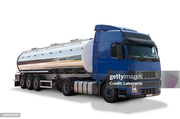 tanker truck - tanklastwagen stock-fotos und bilder