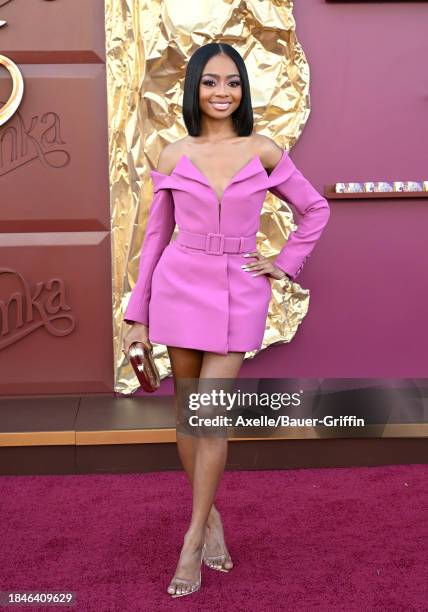 Skai Jackson attends the Los Angeles Premiere of Warner Bros. "Wonka" at Regency Village Theatre on December 10, 2023 in Los Angeles, California.