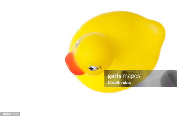 gelbe bad-ente von oben betrachtet - rubber duck stock-fotos und bilder