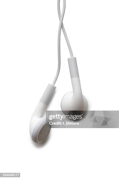 earbuds - headphones white background stock pictures, royalty-free photos & images