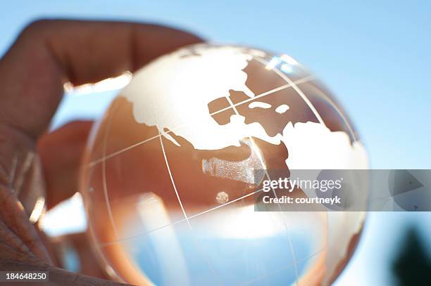 global business international travel concept. - world at your fingertips stockfoto's en -beelden