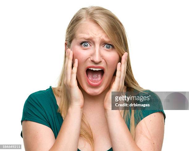 scared young woman - screaming stock pictures, royalty-free photos & images