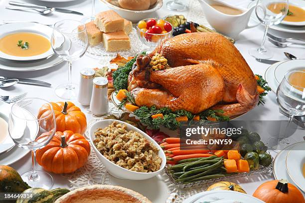 thanksgiving dinner - turkey stuffing stock pictures, royalty-free photos & images