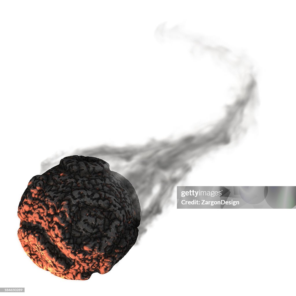 Image of a spherical meteor isolated on a white background