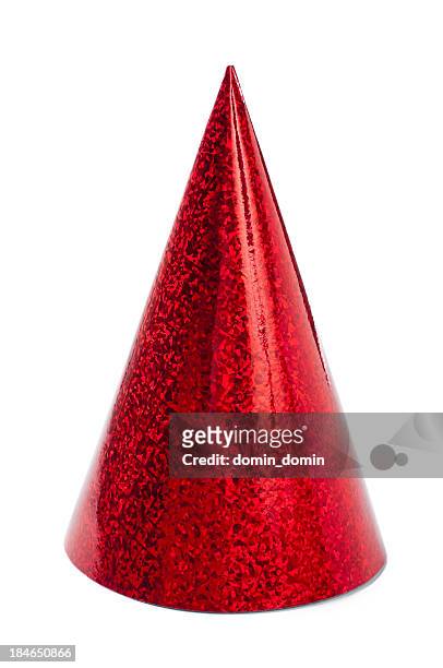 red party hat isolated on white background, studio shot - red hat stock pictures, royalty-free photos & images