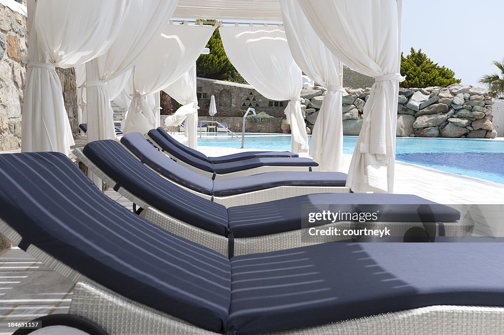 Deckchairs in a cabana