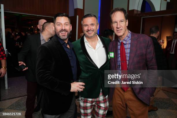 Michael Gamber, Ernesto Mourelo and Rob Metich attend The Toys Party NYC 2023 at Pier 60 on December 10, 2023 in New York City.